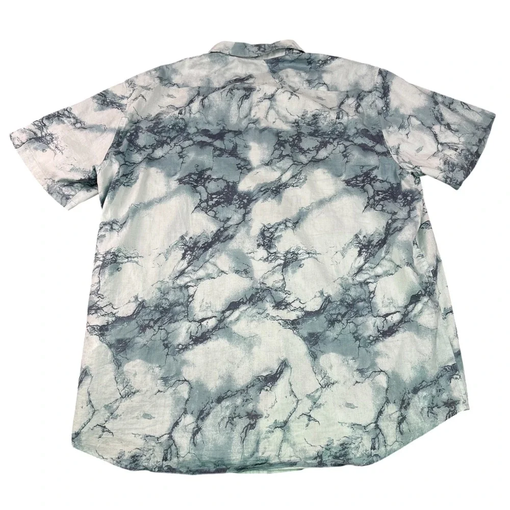 Billabong Men's XXL Short Sleeve Button Down Shirt Marble Smoke Print Grey‎ Blue